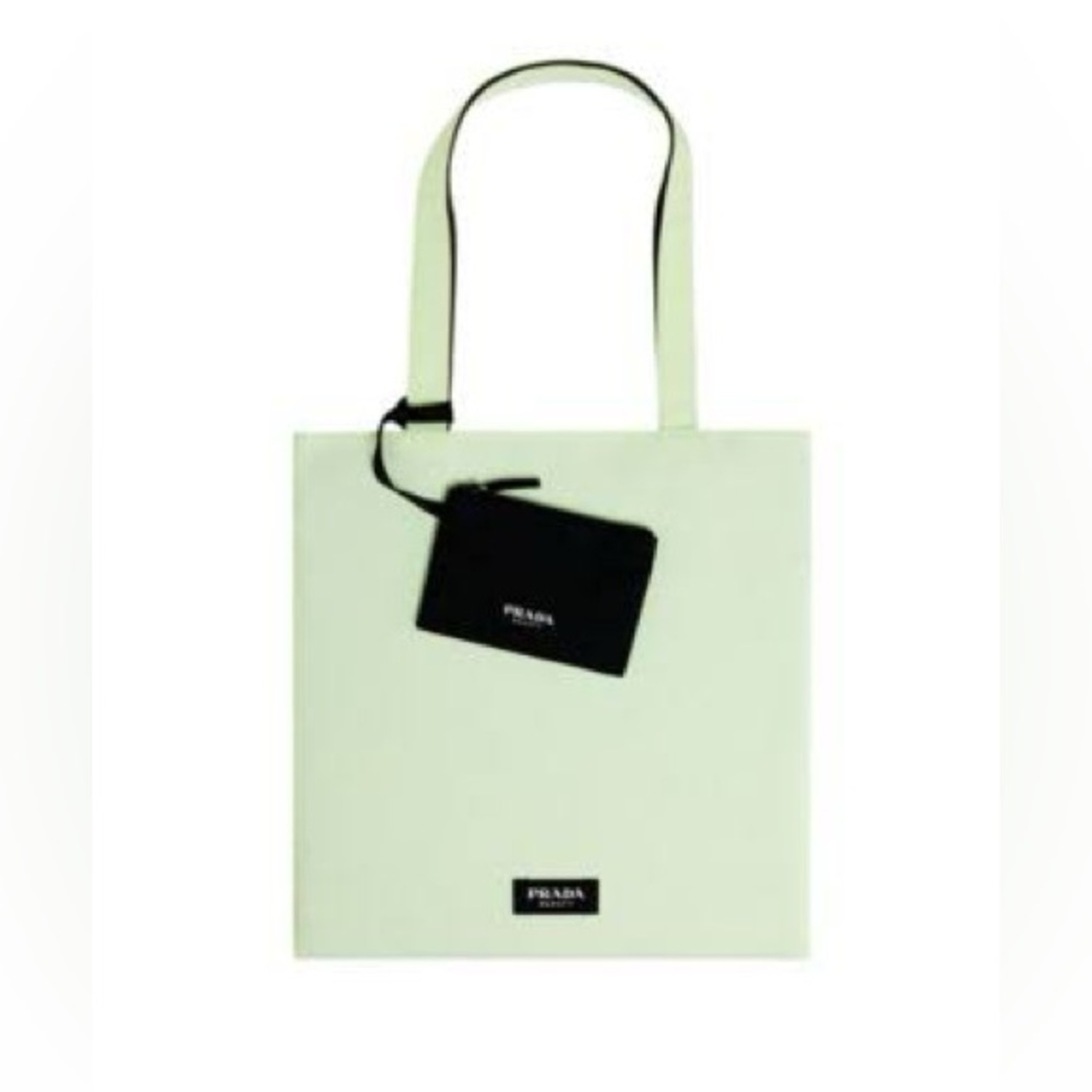 Rare!PRADA Beauty English Pale Green Classic Tote.Large with Small Change wallet